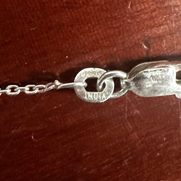 925 India Dainty Minimalist Necklace Sterling Silver gold tone Blue Casual Boho - Picture 8 of 9